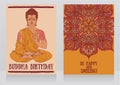 Two cards for Buddha birthday with beautiful asian ornament