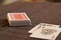 Two Cards near Deck on the Table Royalty Free Stock Photo