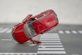 cars accident crash on road  insurance case, broken toys car Royalty Free Stock Photo