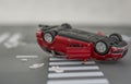 cars accident crash on road  insurance case, broken toys car Royalty Free Stock Photo