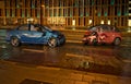 Two cars accident on the road on city location at night time Royalty Free Stock Photo