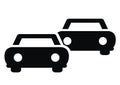 Two cars, black silhouette, vector icon