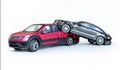 Two cars crashed in accident. Side perspective view Royalty Free Stock Photo