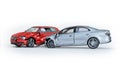 Two cars crashed in accident. Side perspective view Royalty Free Stock Photo