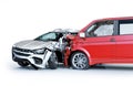 Two cars crashed in accident. Side perspective view Royalty Free Stock Photo