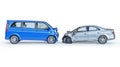 Two cars crashed in accident. Side view Royalty Free Stock Photo