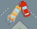 Two cars crashed on the road. Vector illustration