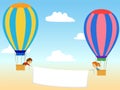 Two cartoon aerostat with advertisment banner Royalty Free Stock Photo