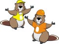 Two cartoon beavers