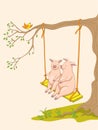 Pair of piggies on the swing