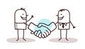 Two cartoon men shaking big hands Royalty Free Stock Photo