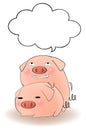 Two cartoon pigs having sex with speech bubble Royalty Free Stock Photo