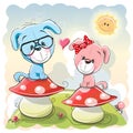 Two cartoon puppies Royalty Free Stock Photo