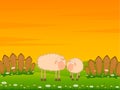 Two cartoon smiling sheep