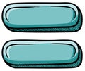 Two cartoon-style aqua blue rounded rectangle buttons with black outlines Royalty Free Stock Photo