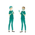 Two cartoon woman surgeon