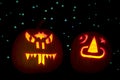 Two Carved Pumpkins Royalty Free Stock Photo