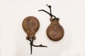 Two castanets are on a white background Royalty Free Stock Photo