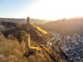 Loewenburg and Philippsburg the two castle ruins of Monreal on a sunny autumn morning Royalty Free Stock Photo