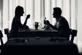 Two casual young adults having a conversation over a meal.Formal proposal,talking in a restaurant.Trying food,offers,special menu