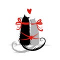 Two cat in love. Illustration for your design