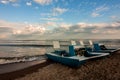 Two catamarans at coastline Royalty Free Stock Photo