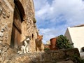 Two cats enjoying the sun at the old town of Monemvasia, Greece Royalty Free Stock Photo