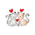 Two Cats Falling in Love. Royalty Free Stock Photo
