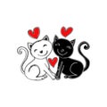 Two Cats Falling in Love. Royalty Free Stock Photo