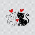 Two Cats Falling in Love. Royalty Free Stock Photo