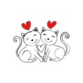 Two Cats Falling in Love. Royalty Free Stock Photo