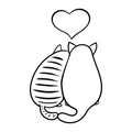 Two cats hugging and forming the shape of a heart. Vector file.. Vector illustration for valentine day Royalty Free Stock Photo