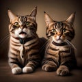 Two cats looking surprised - ai generated image