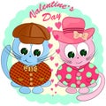 Two cats in love. cartoon vector illustration. Royalty Free Stock Photo