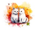 Two cats love each other and kiss print for you.