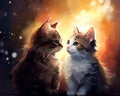 Two cats love each other and kiss print for you. Royalty Free Stock Photo