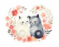 Two cats love each other and kiss print for you.