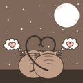 Two cats in love watching the moon. cute romanitc cartoon vector illustration Royalty Free Stock Photo