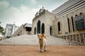 Two cats are watching from the side of the mosque low at Baitul Mukarram National Mosque, Dhaka