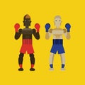 Two caucasian men exercising thai boxing. Royalty Free Stock Photo