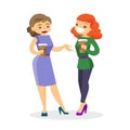 Two caucasian white business women drinking coffee Royalty Free Stock Photo