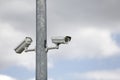 Two CCTV cameras for video surveillance Royalty Free Stock Photo