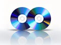 Two Cd dvds isolated on white background