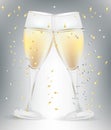 Two celebration champagne glasses