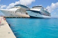 Two Celebrity cruise ships docked side by side in Cozumel