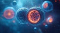 Two cells joining and fusing, symbolizing the process of cell fusion