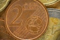 Two cent coin (euro). Reverse side, macro Royalty Free Stock Photo