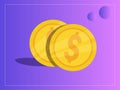 Two cents Vector. Cartoon. Isolated art Violet Yellow Royalty Free Stock Photo