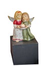 Two ceramic angels, isolated Royalty Free Stock Photo