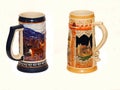 Two ceramic souvenir beer cups Royalty Free Stock Photo